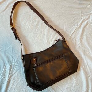 Vintage Carryland dark brown leather shoulder tote bag